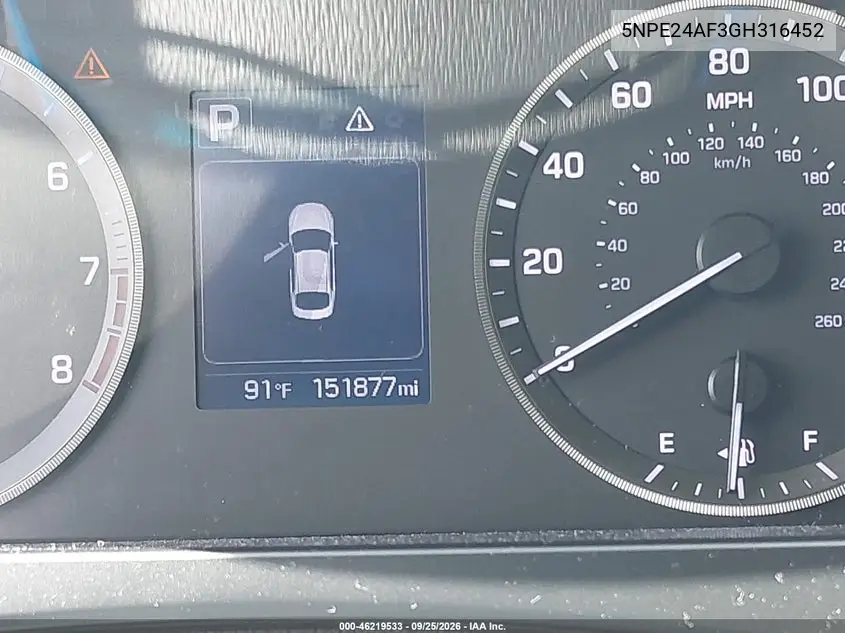 2016 HYUNDAI SONATA VIN 5NPE24AF3GH316452 — фото 15