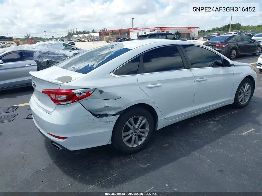 2016 HYUNDAI SONATA VIN 5NPE24AF3GH316452 — фото 4