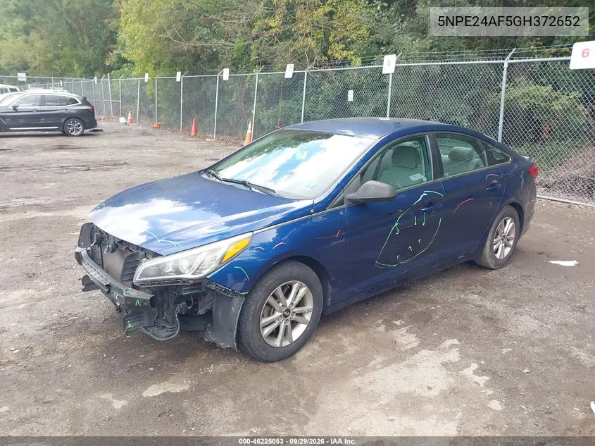 2016 HYUNDAI SONATA VIN 5NPE24AF5GH372652 — фото 2