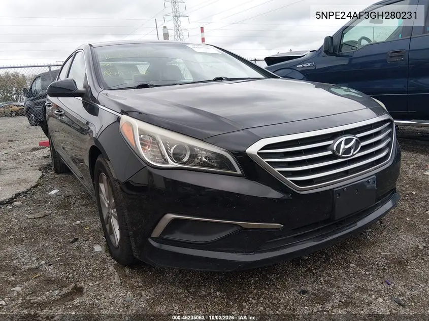 HYUNDAI SONATA 2016, VIN 5NPE24AF3GH280231