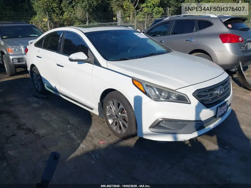HYUNDAI SONATA 2016, VIN 5NPE34AF5GH376407