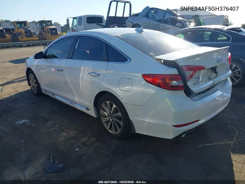 2016 HYUNDAI SONATA VIN 5NPE34AF5GH376407 — фото 3