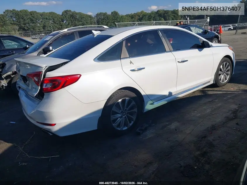2016 HYUNDAI SONATA VIN 5NPE34AF5GH376407 — фото 4