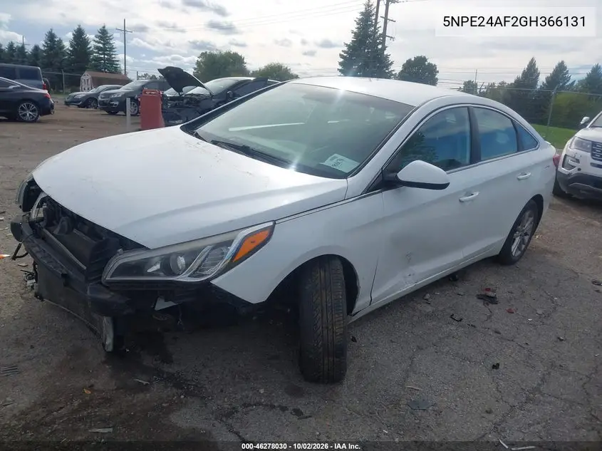 2016 HYUNDAI SONATA VIN 5NPE24AF2GH366131 — фото 2