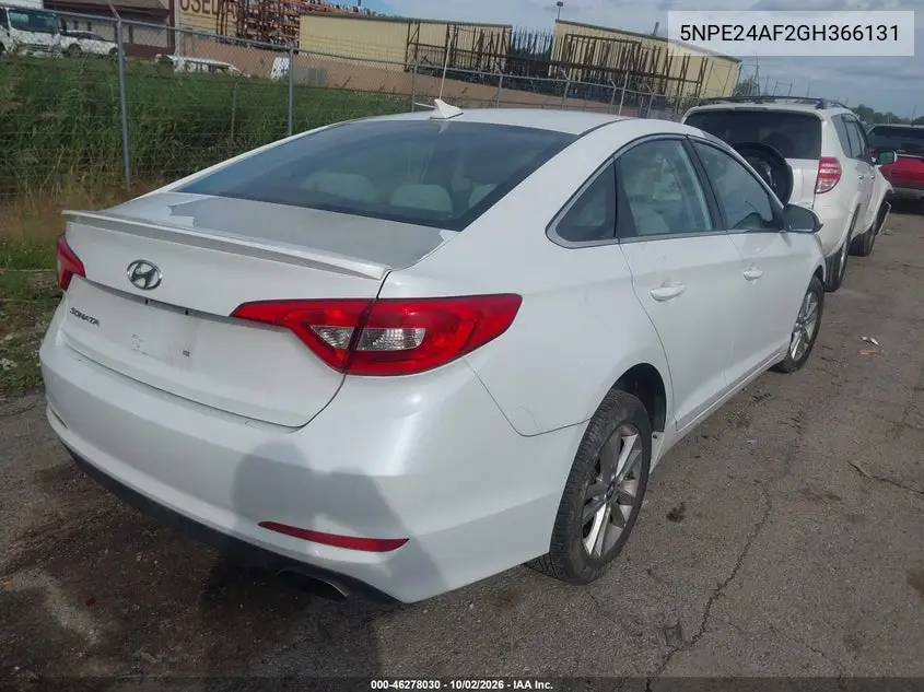 2016 HYUNDAI SONATA VIN 5NPE24AF2GH366131 — фото 4