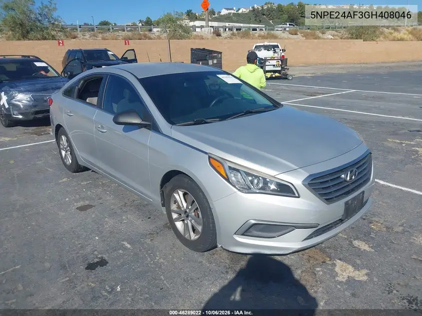 HYUNDAI SONATA 2016, VIN 5NPE24AF3GH408046