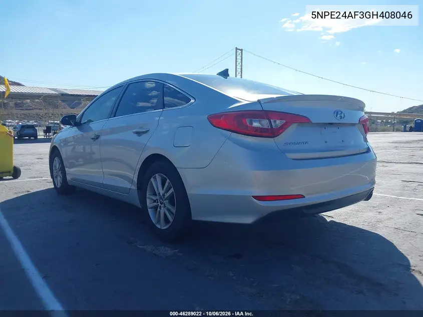 2016 HYUNDAI SONATA VIN 5NPE24AF3GH408046 — фото 3