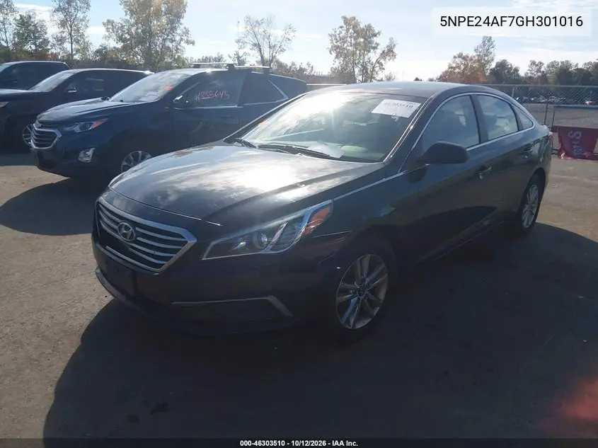 2016 HYUNDAI SONATA VIN 5NPE24AF7GH301016 — фото 2