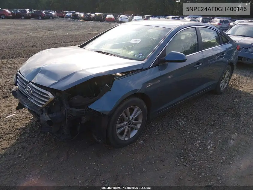 2016 HYUNDAI SONATA VIN 5NPE24AF0GH400146 — фото 2