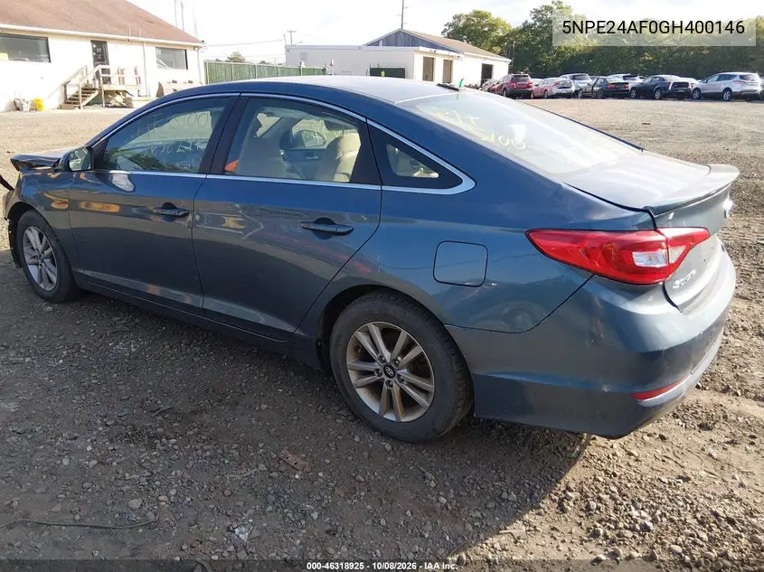 2016 HYUNDAI SONATA VIN 5NPE24AF0GH400146 — фото 3