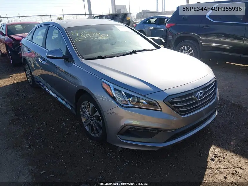 HYUNDAI SONATA 2016, VIN 5NPE34AF4GH355936