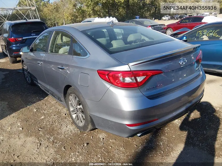 2016 HYUNDAI SONATA VIN 5NPE34AF4GH355936 — фото 3