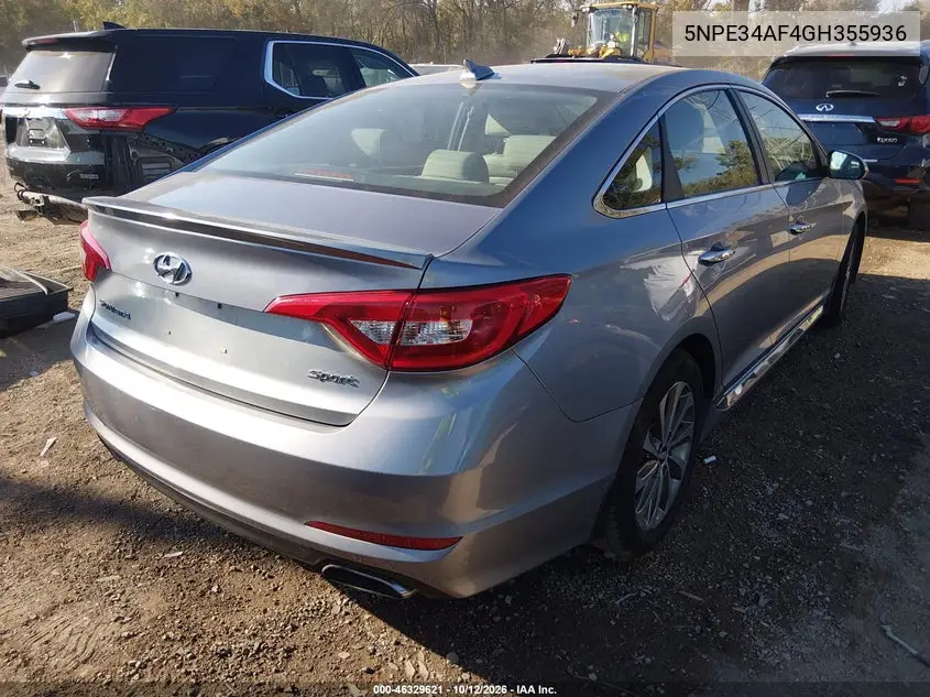 2016 HYUNDAI SONATA VIN 5NPE34AF4GH355936 — фото 4