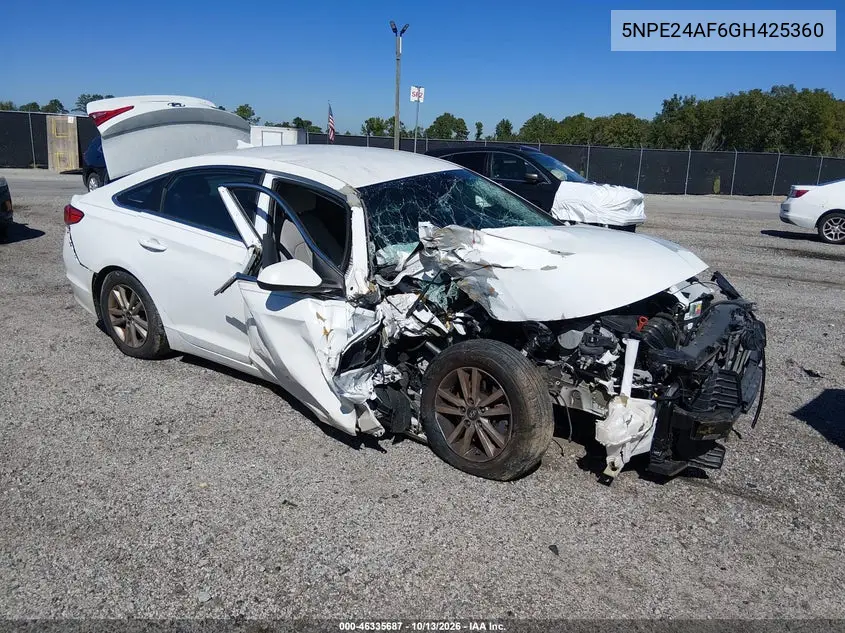 HYUNDAI SONATA 2016, VIN 5NPE24AF6GH425360