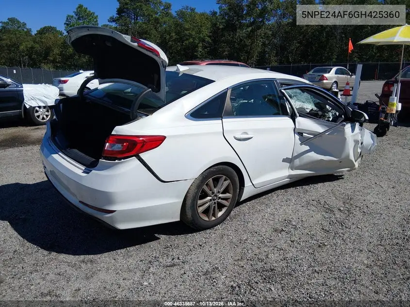 2016 HYUNDAI SONATA VIN 5NPE24AF6GH425360 — фото 4