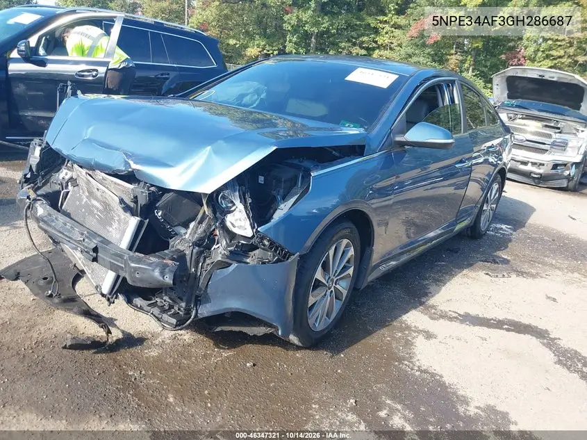 2016 HYUNDAI SONATA VIN 5NPE34AF3GH286687 — фото 2