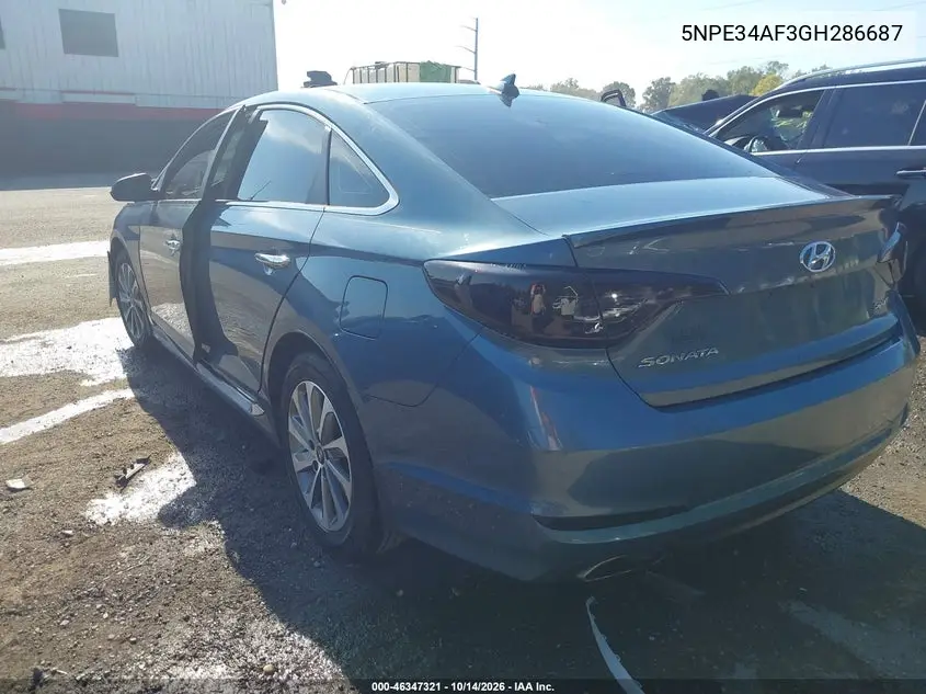2016 HYUNDAI SONATA VIN 5NPE34AF3GH286687 — фото 3
