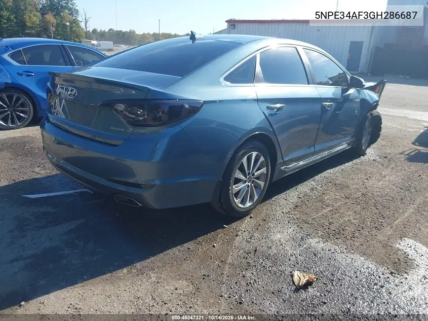 2016 HYUNDAI SONATA VIN 5NPE34AF3GH286687 — фото 4