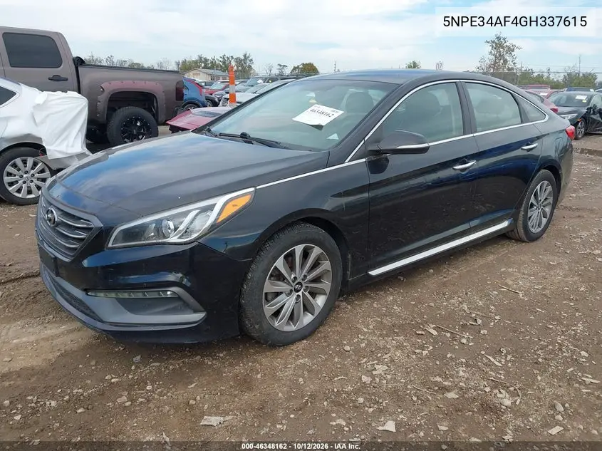 2016 HYUNDAI SONATA VIN 5NPE34AF4GH337615 — фото 2