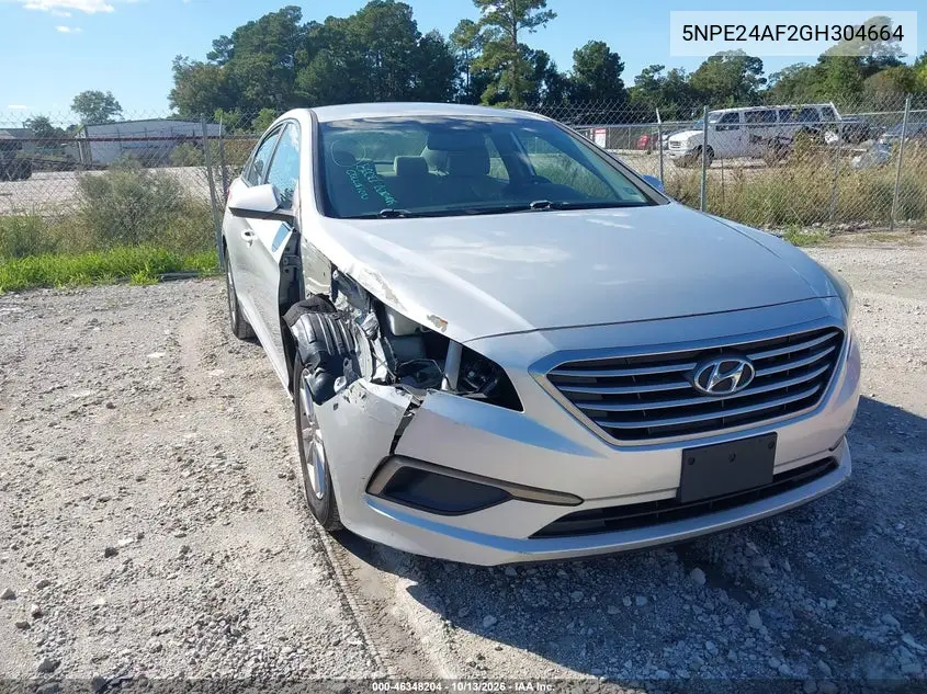HYUNDAI SONATA 2016, VIN 5NPE24AF2GH304664