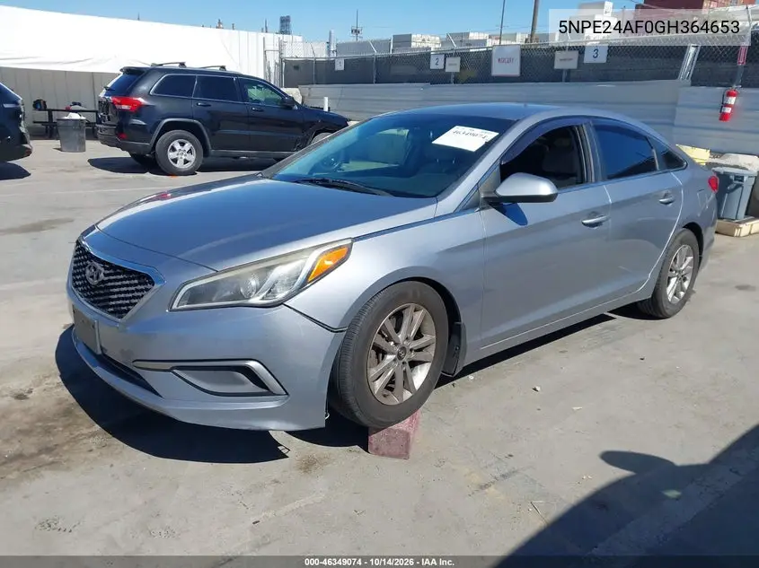 2016 HYUNDAI SONATA VIN 5NPE24AF0GH364653 — фото 2