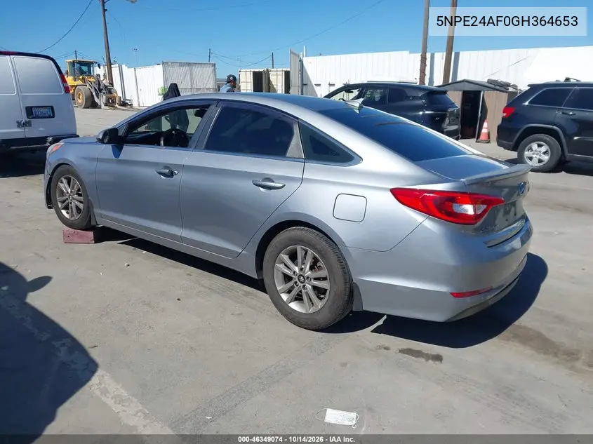 2016 HYUNDAI SONATA VIN 5NPE24AF0GH364653 — фото 3