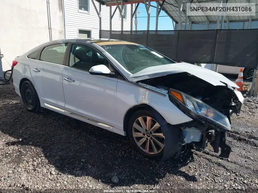 HYUNDAI SONATA 2016, VIN 5NPE34AF2GH431086