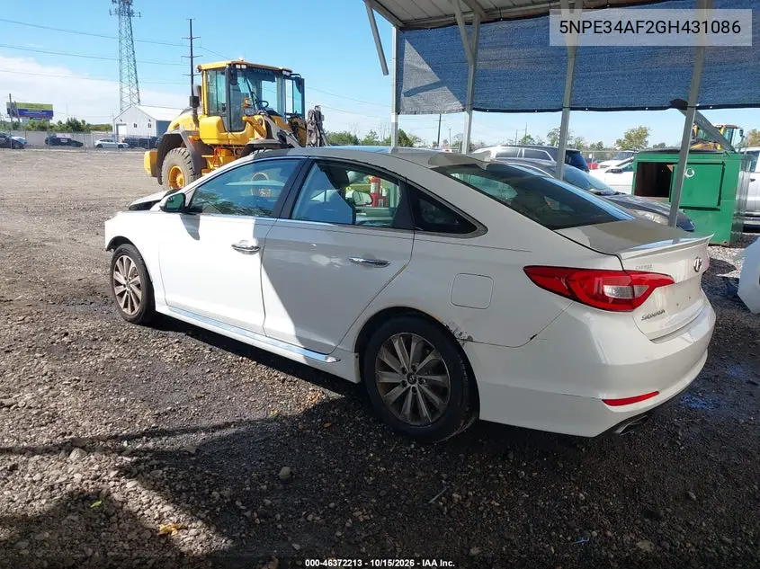 2016 HYUNDAI SONATA VIN 5NPE34AF2GH431086 — фото 3