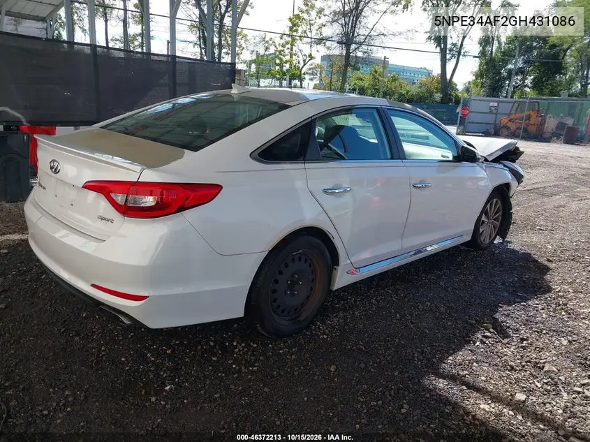 2016 HYUNDAI SONATA VIN 5NPE34AF2GH431086 — фото 4