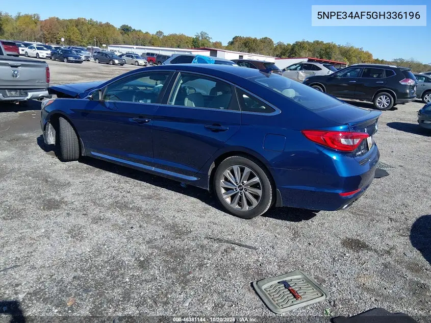 2016 HYUNDAI SONATA VIN 5NPE34AF5GH336196 — фото 3