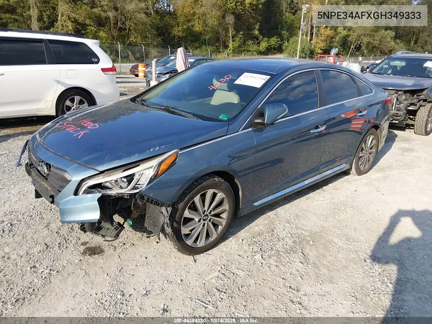2016 HYUNDAI SONATA VIN 5NPE34AFXGH349333 — фото 2