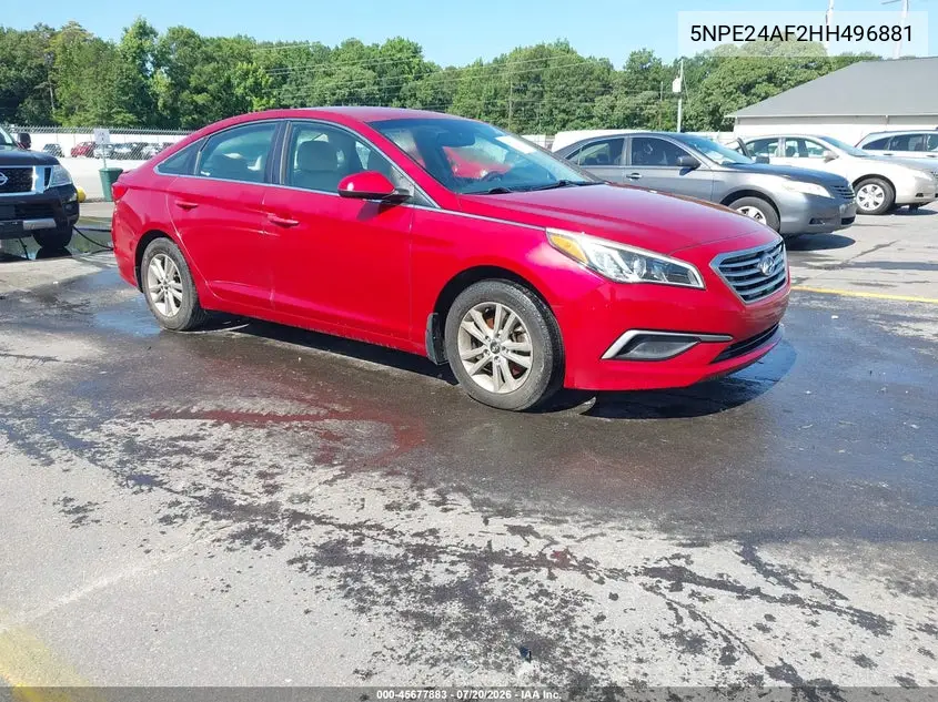 HYUNDAI SONATA 2017, VIN 5NPE24AF2HH496881