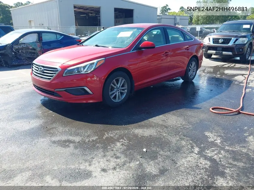2017 HYUNDAI SONATA VIN 5NPE24AF2HH496881 — фото 2