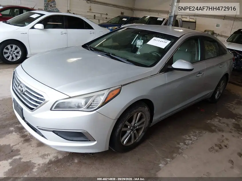 2017 HYUNDAI SONATA VIN 5NPE24AF7HH472916 — фото 2