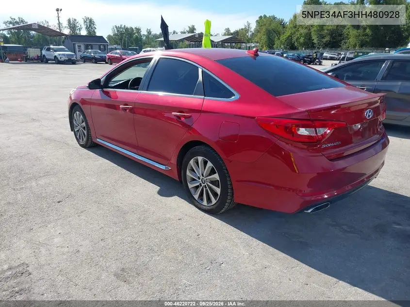2017 HYUNDAI SONATA VIN 5NPE34AF3HH480928 — фото 3