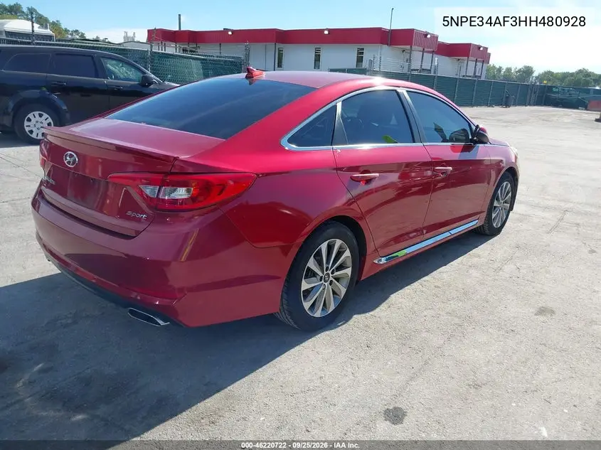 2017 HYUNDAI SONATA VIN 5NPE34AF3HH480928 — фото 4