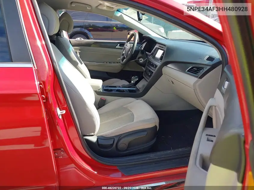 2017 HYUNDAI SONATA VIN 5NPE34AF3HH480928 — фото 5