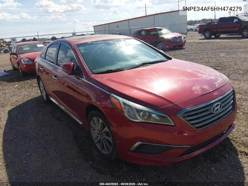 HYUNDAI SONATA 2017, VIN 5NPE34AF6HH474279