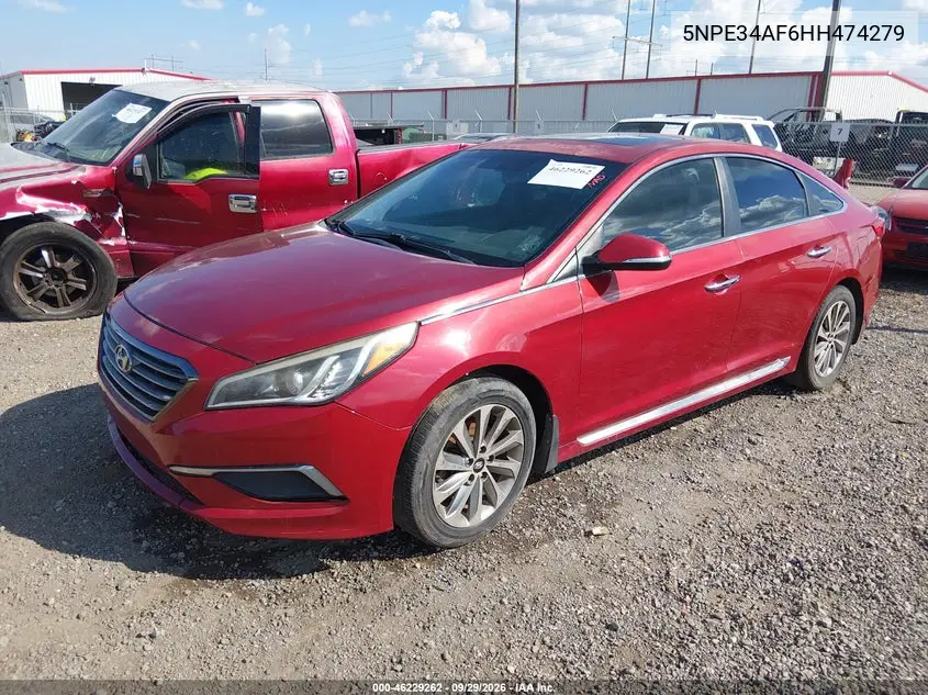 2017 HYUNDAI SONATA VIN 5NPE34AF6HH474279 — фото 2