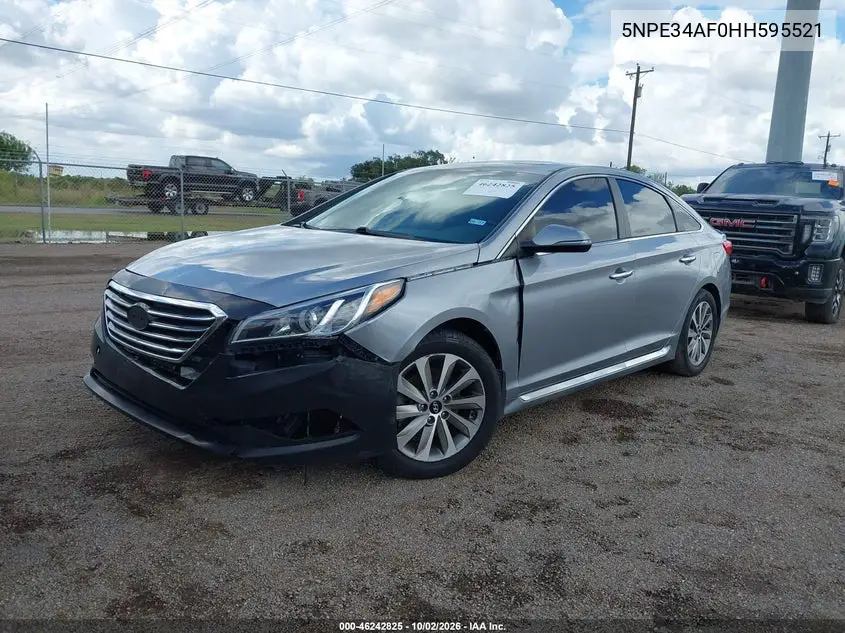 2017 HYUNDAI SONATA VIN 5NPE34AF0HH595521 — фото 2