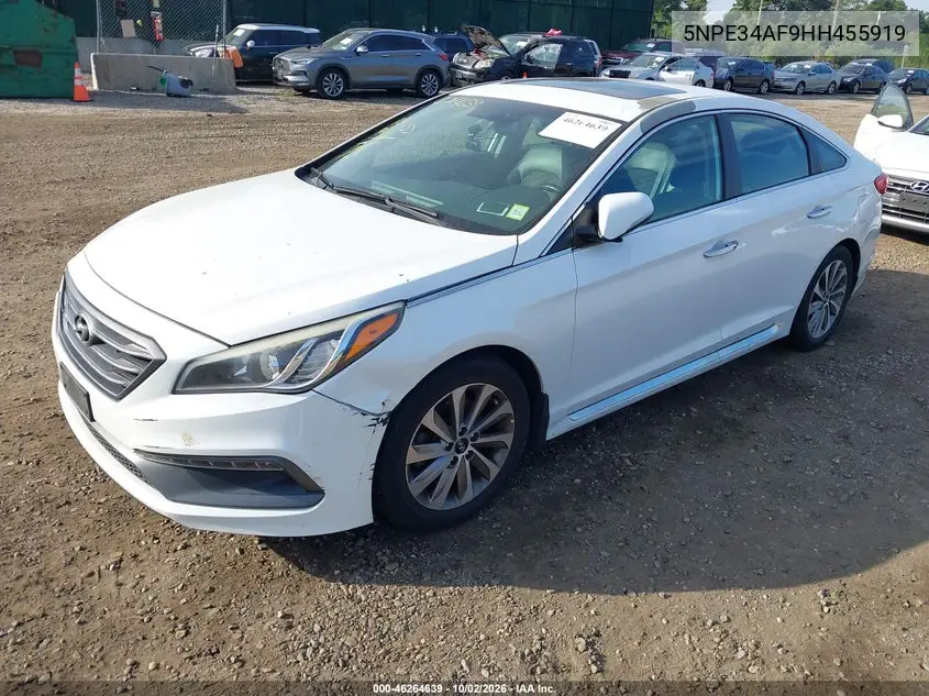 2017 HYUNDAI SONATA VIN 5NPE34AF9HH455919 — фото 2