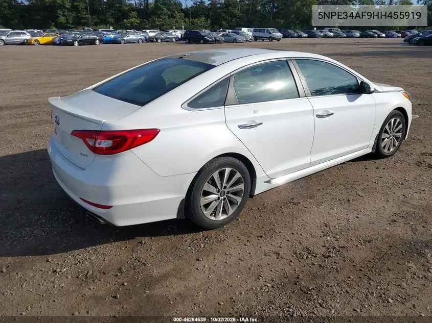 2017 HYUNDAI SONATA VIN 5NPE34AF9HH455919 — фото 4