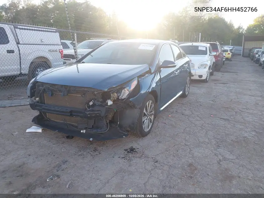 2017 HYUNDAI SONATA VIN 5NPE34AF6HH452766 — фото 2