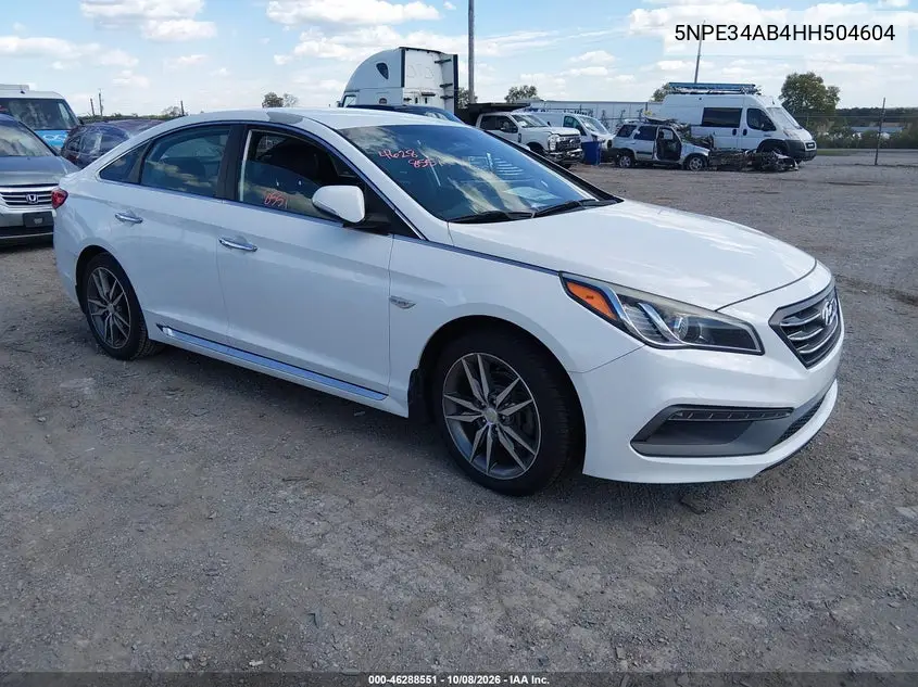 HYUNDAI SONATA 2017, VIN 5NPE34AB4HH504604