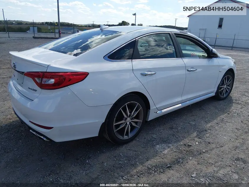 2017 HYUNDAI SONATA VIN 5NPE34AB4HH504604 — фото 4