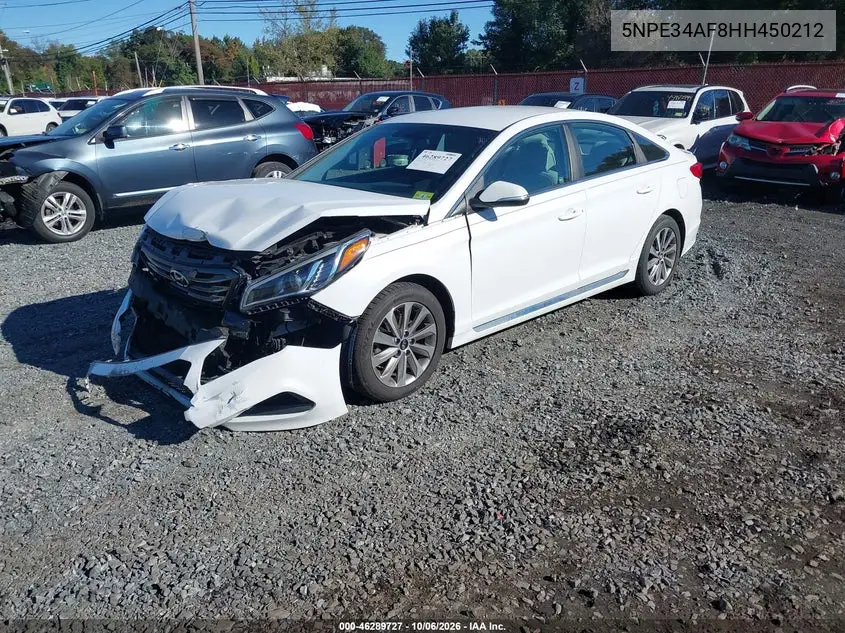2017 HYUNDAI SONATA VIN 5NPE34AF8HH450212 — фото 2