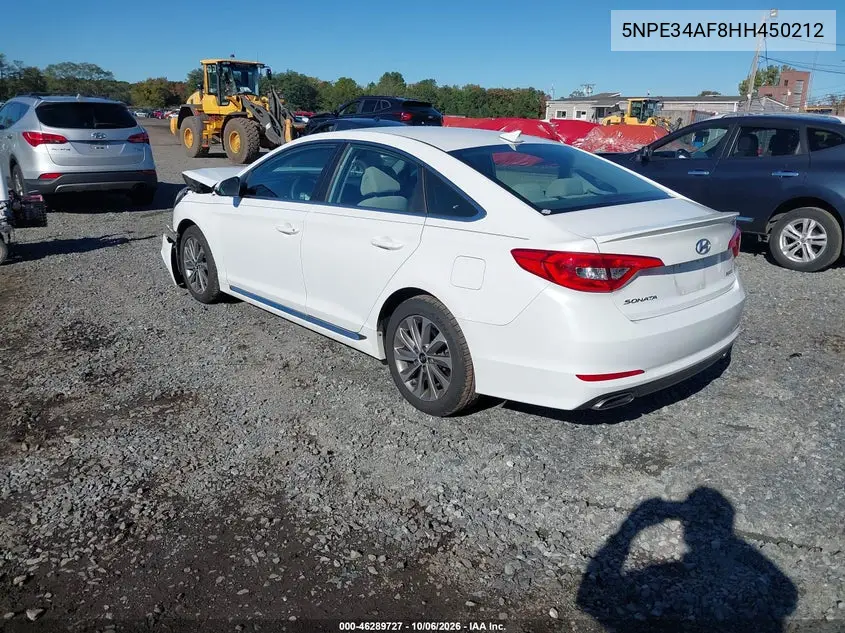 2017 HYUNDAI SONATA VIN 5NPE34AF8HH450212 — фото 3