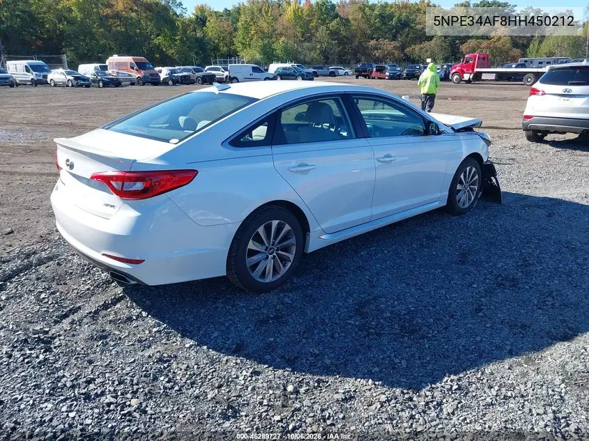 2017 HYUNDAI SONATA VIN 5NPE34AF8HH450212 — фото 4
