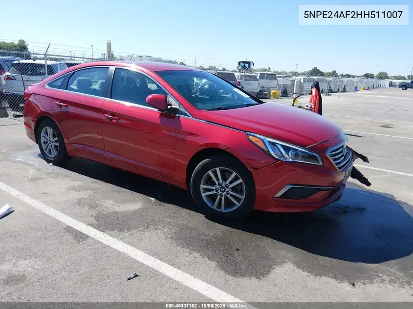 HYUNDAI SONATA 2017, VIN 5NPE24AF2HH511007