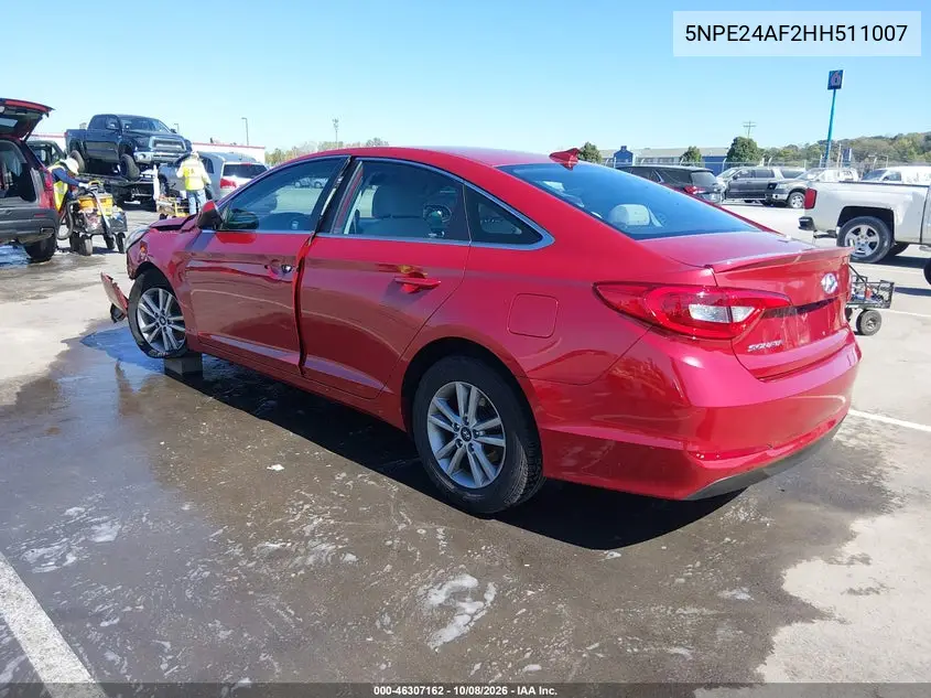 2017 HYUNDAI SONATA VIN 5NPE24AF2HH511007 — фото 3